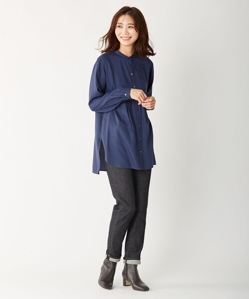 J.PRESS（ジェイプレス）の「【洗える】キュプラスパンツイルⅡ ブラウス（シャツ/ブラウス・レディース・ネイビー系3/ブラック系3・11/9）」の14枚目の写真