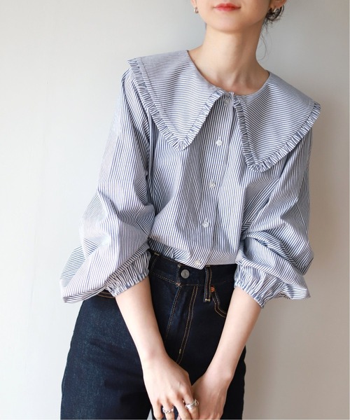SLOBE IENA(スローブイエナ)の「【JUST FEMALE/ジャストフィーメール】コットンブラウス【手洗い可】◆(シャツ/ブラウス・レディース・ナチュラル/ブルー・FREE)」の13枚目の写真