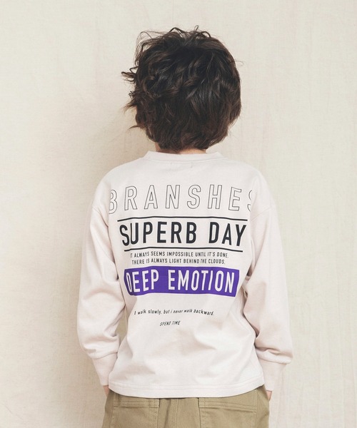 BRANSHES（ブランシェス）の「グラフィック長袖Tシャツ（Tシャツ/カットソー・キッズ・ブルーグレー/ブラック/アイボリー/チャコールグレー/ピンクベージュ/オフホワイト・130cm/150cm/120cm/110cm/140cm/100cm）」の6枚目の写真