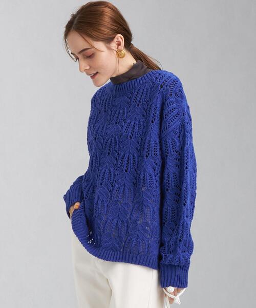 green label relaxing（グリーンレーベルリラクシング）の「スカシアミ プルオーバー ニット（ニット/セーター・レディース・コバルトブルー/オフホワイト/ブラック・FREE）」の3枚目の写真