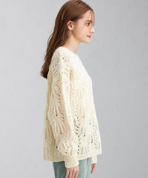 green label relaxing（グリーンレーベルリラクシング）の「スカシアミ プルオーバー ニット（ニット/セーター・レディース・コバルトブルー/オフホワイト/ブラック・FREE）」の5枚目の写真