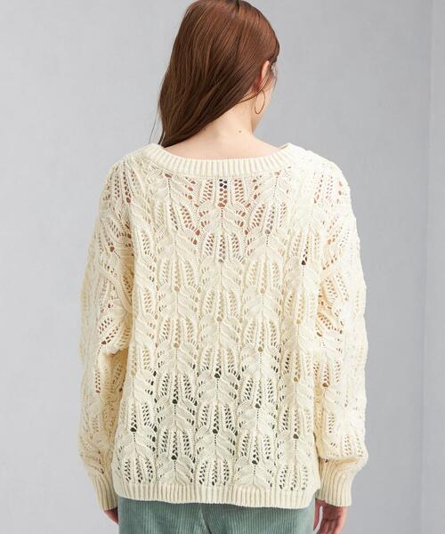 green label relaxing（グリーンレーベルリラクシング）の「スカシアミ プルオーバー ニット（ニット/セーター・レディース・コバルトブルー/オフホワイト/ブラック・FREE）」の6枚目の写真