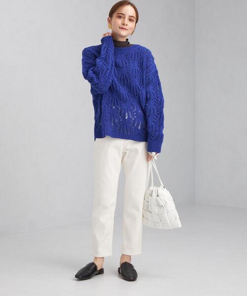 green label relaxing（グリーンレーベルリラクシング）の「スカシアミ プルオーバー ニット（ニット/セーター・レディース・コバルトブルー/オフホワイト/ブラック・FREE）」の16枚目の写真