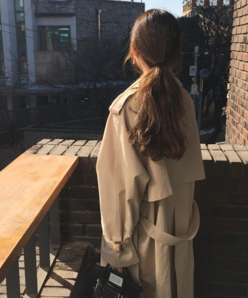 HALEY PESCA(ヘーリーペスカ)の「HALEY PESCA/オーバーサイズ ロングトレンチコート(トレンチコート・レディース・ベージュ/ネイビー・SMALL/MEDIUM/LARGE)」の3枚目の写真