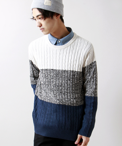 WEGO（ウィゴー）の「WEGO/ケーブルニット（ニット/セーター・メンズ・ホワイト/杢グレー/ネイビー/レッド/その他1/その他2・SMALL/MEDIUM/LARGE）」の6枚目の写真