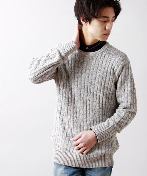 WEGO（ウィゴー）の「WEGO/ケーブルニット（ニット/セーター・メンズ・ホワイト/杢グレー/ネイビー/レッド/その他1/その他2・SMALL/MEDIUM/LARGE）」の3枚目の写真