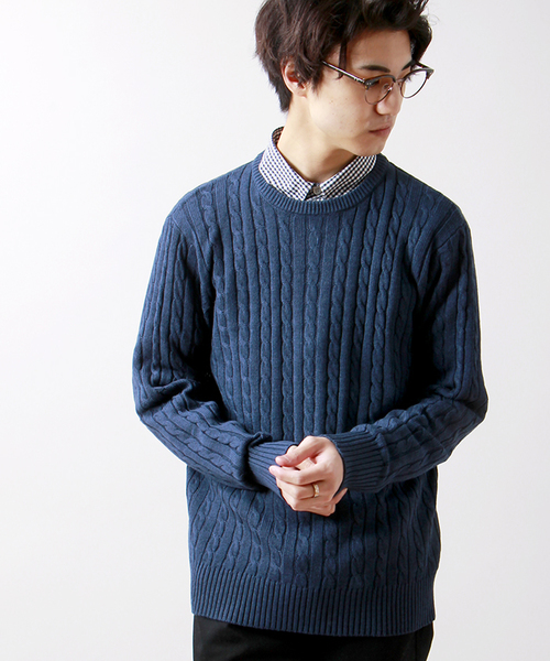 WEGO（ウィゴー）の「WEGO/ケーブルニット（ニット/セーター・メンズ・ホワイト/杢グレー/ネイビー/レッド/その他1/その他2・SMALL/MEDIUM/LARGE）」の4枚目の写真