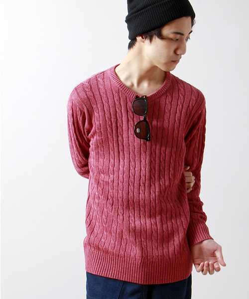 WEGO（ウィゴー）の「WEGO/ケーブルニット（ニット/セーター・メンズ・ホワイト/杢グレー/ネイビー/レッド/その他1/その他2・SMALL/MEDIUM/LARGE）」の5枚目の写真