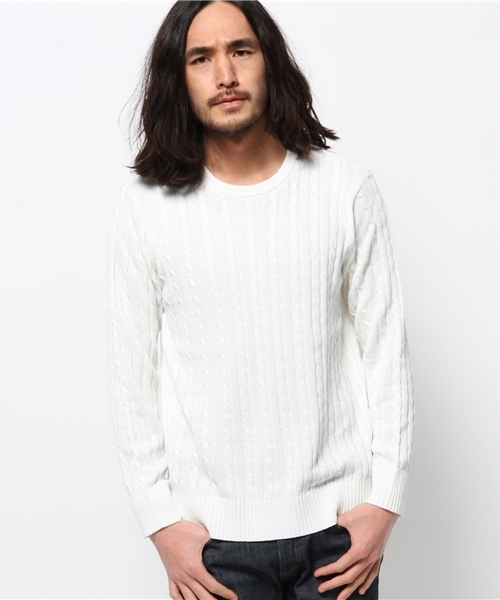 WEGO（ウィゴー）の「WEGO/ケーブルニット（ニット/セーター・メンズ・ホワイト/杢グレー/ネイビー/レッド/その他1/その他2・SMALL/MEDIUM/LARGE）」の8枚目の写真