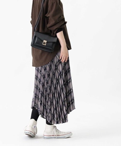 HONEYSUCKLE ROSE（ハニーサックルローズ）の「【HONEYSUCKLE ROSE】イレヘムプリーツスカート（スカート・レディース・チャコールグレー×ブラック/ベージュ/ブラウン・L/M）」の12枚目の写真