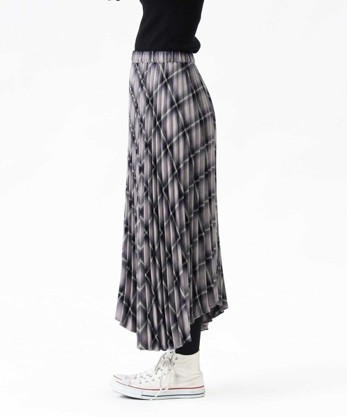 HONEYSUCKLE ROSE（ハニーサックルローズ）の「【HONEYSUCKLE ROSE】イレヘムプリーツスカート（スカート・レディース・チャコールグレー×ブラック/ベージュ/ブラウン・L/M）」の14枚目の写真