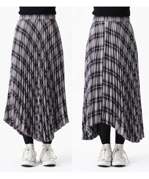 HONEYSUCKLE ROSE（ハニーサックルローズ）の「【HONEYSUCKLE ROSE】イレヘムプリーツスカート（スカート・レディース・チャコールグレー×ブラック/ベージュ/ブラウン・L/M）」の18枚目の写真