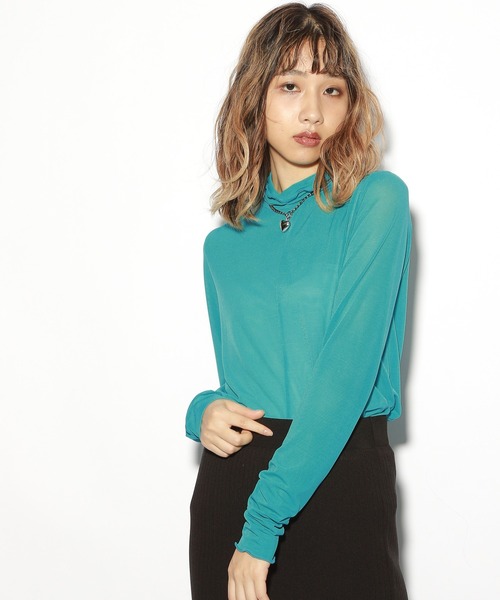 PBLIM(ページボーイリム)の「【PAGEBOYLIM】チュールタートル(Tシャツ/カットソー・レディース・グリーン/パープル/グレー系その他/ブラック・FREE)」の1枚目の写真