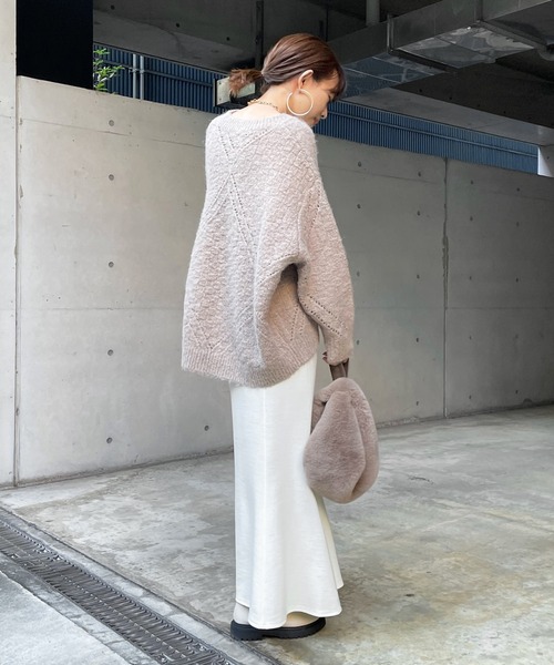 DouDou(ドゥドゥ)の「柄編みVネックプルオーバー(ニット/セーター・レディース・ベージュ/オフホワイト・FREE)」の22枚目の写真