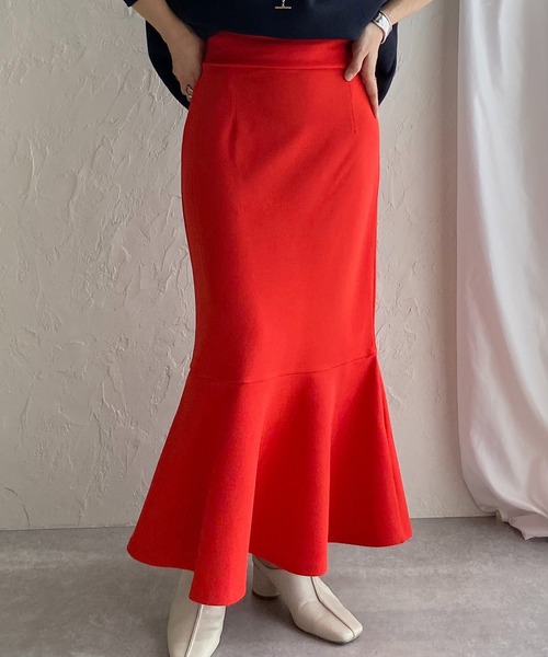 She's Closet(シーズクローゼット)の「ハイウエスト裾フレアロングマーメイドスカート(スカート・レディース・ブラック/グリーン/ピンク/レッド/グレイッシュベージュ/ブルー・FREE)」の6枚目の写真