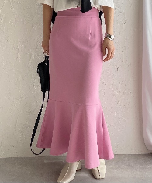 She's Closet(シーズクローゼット)の「ハイウエスト裾フレアロングマーメイドスカート(スカート・レディース・ブラック/グリーン/ピンク/レッド/グレイッシュベージュ/ブルー・FREE)」の1枚目の写真
