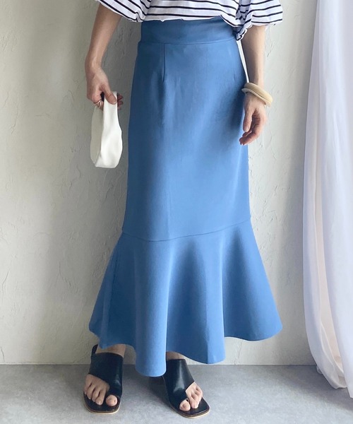 She's Closet(シーズクローゼット)の「ハイウエスト裾フレアロングマーメイドスカート(スカート・レディース・ブラック/グリーン/ピンク/レッド/グレイッシュベージュ/ブルー・FREE)」の5枚目の写真