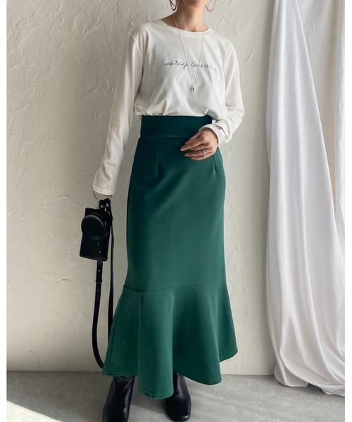 She's Closet(シーズクローゼット)の「ハイウエスト裾フレアロングマーメイドスカート(スカート・レディース・ブラック/グリーン/ピンク/レッド/グレイッシュベージュ/ブルー・FREE)」の10枚目の写真