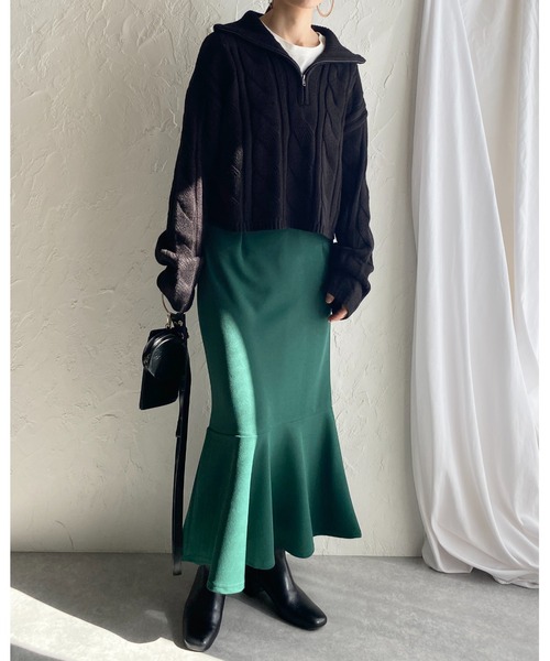 She's Closet(シーズクローゼット)の「ハイウエスト裾フレアロングマーメイドスカート(スカート・レディース・ブラック/グリーン/ピンク/レッド/グレイッシュベージュ/ブルー・FREE)」の19枚目の写真