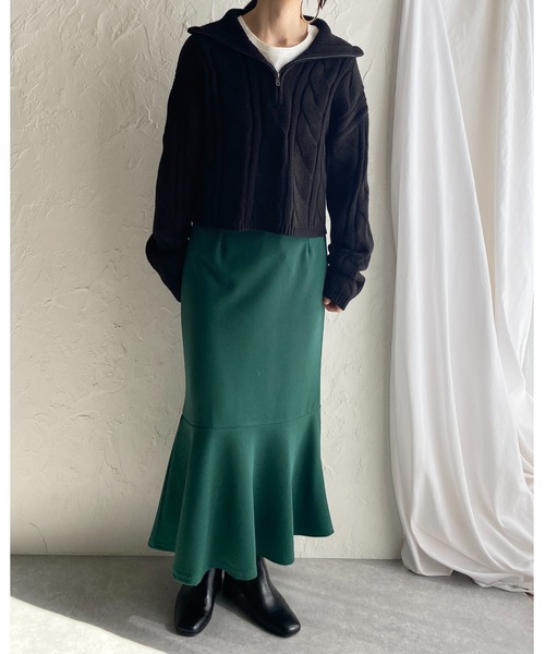 She's Closet(シーズクローゼット)の「ハイウエスト裾フレアロングマーメイドスカート(スカート・レディース・ブラック/グリーン/ピンク/レッド/グレイッシュベージュ/ブルー・FREE)」の11枚目の写真