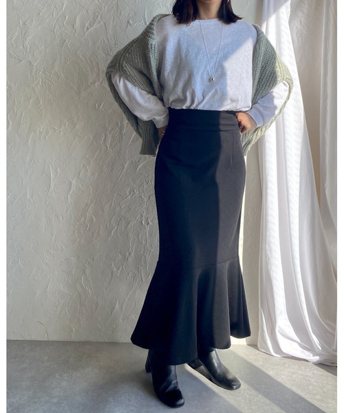 She's Closet(シーズクローゼット)の「ハイウエスト裾フレアロングマーメイドスカート(スカート・レディース・ブラック/グリーン/ピンク/レッド/グレイッシュベージュ/ブルー・FREE)」の12枚目の写真