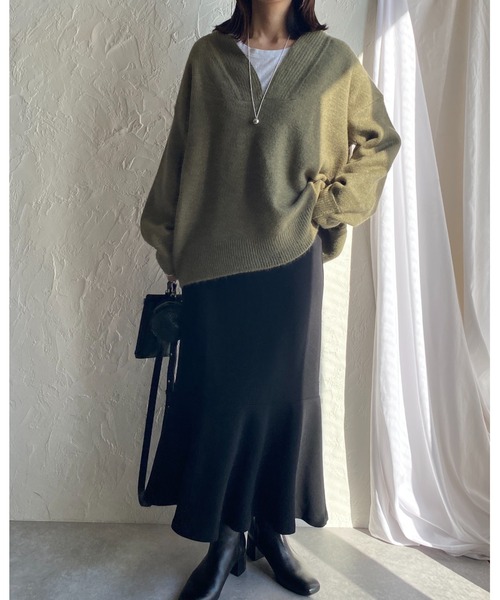 She's Closet(シーズクローゼット)の「ハイウエスト裾フレアロングマーメイドスカート(スカート・レディース・ブラック/グリーン/ピンク/レッド/グレイッシュベージュ/ブルー・FREE)」の21枚目の写真