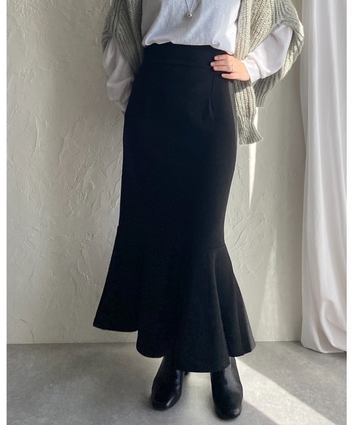 She's Closet(シーズクローゼット)の「ハイウエスト裾フレアロングマーメイドスカート(スカート・レディース・ブラック/グリーン/ピンク/レッド/グレイッシュベージュ/ブルー・FREE)」の7枚目の写真