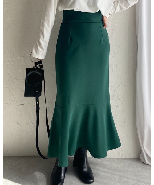 She's Closet(シーズクローゼット)の「ハイウエスト裾フレアロングマーメイドスカート(スカート・レディース・ブラック/グリーン/ピンク/レッド/グレイッシュベージュ/ブルー・FREE)」の17枚目の写真