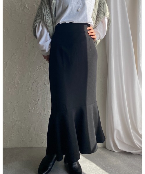 She's Closet(シーズクローゼット)の「ハイウエスト裾フレアロングマーメイドスカート(スカート・レディース・ブラック/グリーン/ピンク/レッド/グレイッシュベージュ/ブルー・FREE)」の18枚目の写真