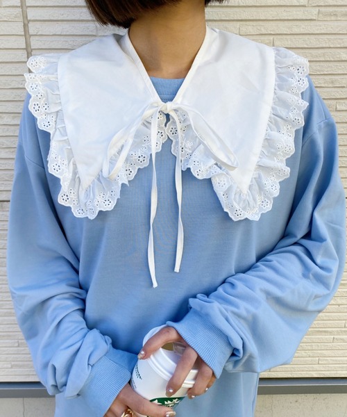 at12:03(アットイチニーゼロサン)の「コットンつけ襟(付け襟・レディース・ホワイト・FREE)」の1枚目の写真