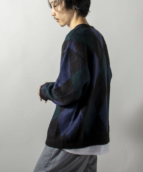 GYMPHLEX（ジムフレックス）の「【GYMPHLEX/ジムフレックス】モヘヤミックス アーガイル Vネックプルオーバーニット（ニット/セーター・メンズ・ブラウン系その他/ブルー系その他・LARGE）」の7枚目の写真