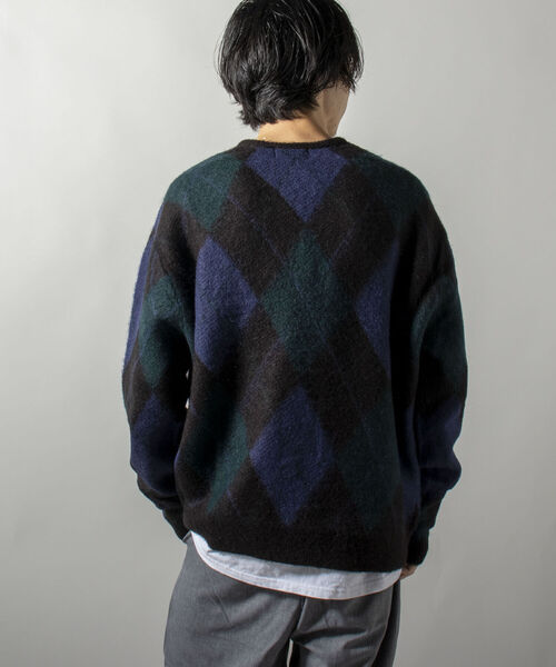 GYMPHLEX（ジムフレックス）の「【GYMPHLEX/ジムフレックス】モヘヤミックス アーガイル Vネックプルオーバーニット（ニット/セーター・メンズ・ブラウン系その他/ブルー系その他・LARGE）」の8枚目の写真