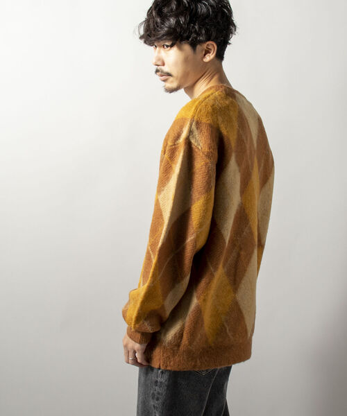 GYMPHLEX（ジムフレックス）の「【GYMPHLEX/ジムフレックス】モヘヤミックス アーガイル Vネックプルオーバーニット（ニット/セーター・メンズ・ブラウン系その他/ブルー系その他・LARGE）」の15枚目の写真