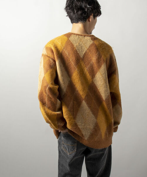 GYMPHLEX（ジムフレックス）の「【GYMPHLEX/ジムフレックス】モヘヤミックス アーガイル Vネックプルオーバーニット（ニット/セーター・メンズ・ブラウン系その他/ブルー系その他・LARGE）」の16枚目の写真