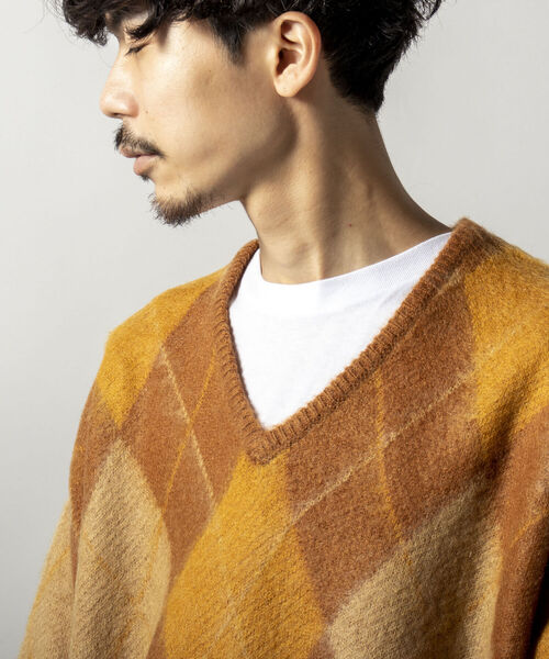 GYMPHLEX（ジムフレックス）の「【GYMPHLEX/ジムフレックス】モヘヤミックス アーガイル Vネックプルオーバーニット（ニット/セーター・メンズ・ブラウン系その他/ブルー系その他・LARGE）」の17枚目の写真