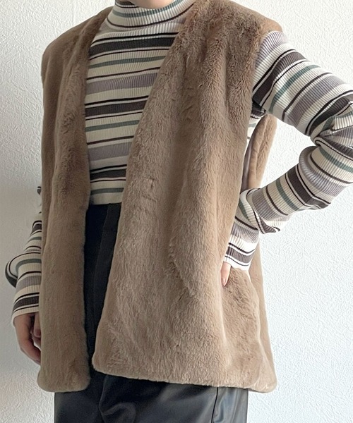 w closet（ダブルクローゼット）の「ハイネックリブニット（ニット/セーター・レディース・スミクロ/オフホワイト/ミント/ホワイト系その他/ピンク/サックスブルー/ブラック・FREE）」の3枚目の写真