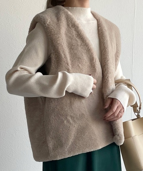 w closet（ダブルクローゼット）の「ハイネックリブニット（ニット/セーター・レディース・スミクロ/オフホワイト/ミント/ホワイト系その他/ピンク/サックスブルー/ブラック・FREE）」の2枚目の写真