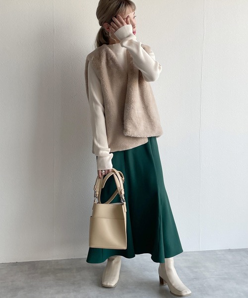 w closet（ダブルクローゼット）の「ハイネックリブニット（ニット/セーター・レディース・スミクロ/オフホワイト/ミント/ホワイト系その他/ピンク/サックスブルー/ブラック・FREE）」の10枚目の写真