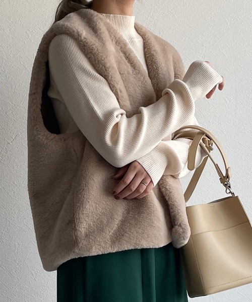 w closet（ダブルクローゼット）の「ハイネックリブニット（ニット/セーター・レディース・スミクロ/オフホワイト/ミント/ホワイト系その他/ピンク/サックスブルー/ブラック・FREE）」の11枚目の写真