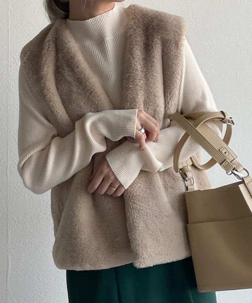 w closet（ダブルクローゼット）の「ハイネックリブニット（ニット/セーター・レディース・スミクロ/オフホワイト/ミント/ホワイト系その他/ピンク/サックスブルー/ブラック・FREE）」の14枚目の写真