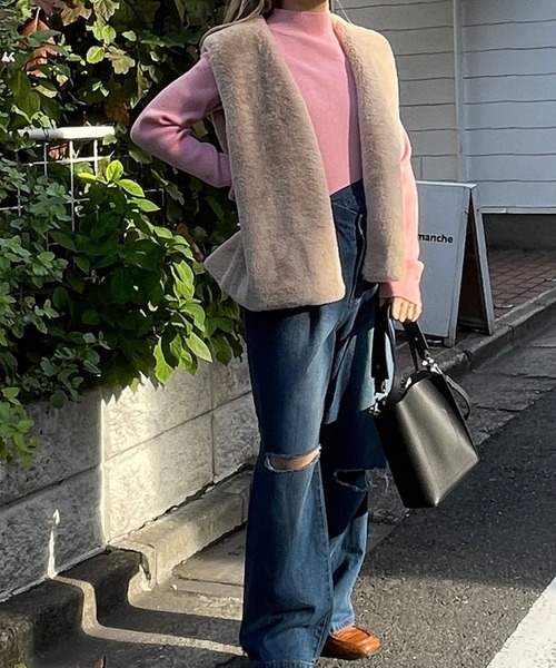 w closet（ダブルクローゼット）の「ハイネックリブニット（ニット/セーター・レディース・スミクロ/オフホワイト/ミント/ホワイト系その他/ピンク/サックスブルー/ブラック・FREE）」の15枚目の写真