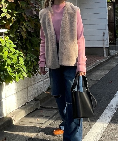 w closet（ダブルクローゼット）の「ハイネックリブニット（ニット/セーター・レディース・スミクロ/オフホワイト/ミント/ホワイト系その他/ピンク/サックスブルー/ブラック・FREE）」の17枚目の写真