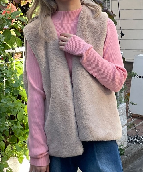 w closet（ダブルクローゼット）の「ハイネックリブニット（ニット/セーター・レディース・スミクロ/オフホワイト/ミント/ホワイト系その他/ピンク/サックスブルー/ブラック・FREE）」の18枚目の写真