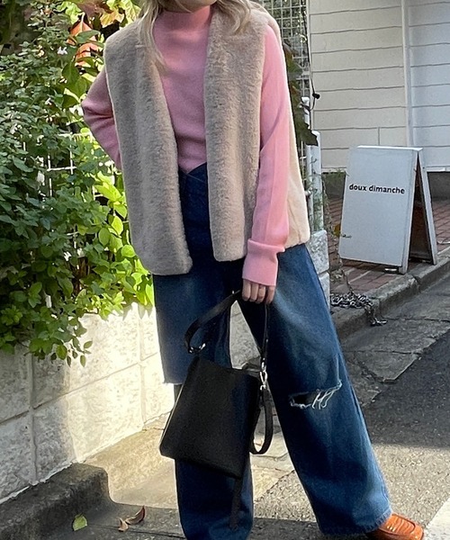 w closet（ダブルクローゼット）の「ハイネックリブニット（ニット/セーター・レディース・スミクロ/オフホワイト/ミント/ホワイト系その他/ピンク/サックスブルー/ブラック・FREE）」の19枚目の写真