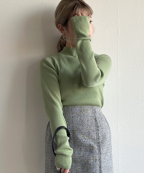 w closet（ダブルクローゼット）の「ハイネックリブニット（ニット/セーター・レディース・スミクロ/オフホワイト/ミント/ホワイト系その他/ピンク/サックスブルー/ブラック・FREE）」の22枚目の写真