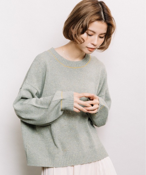 refinedworks（リファインドワークス）の「カラーネップクルーPO（ニット/セーター・レディース・ベージュ/ミント/グレー・FREE）」の3枚目の写真