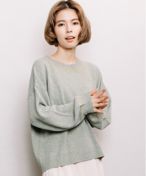 refinedworks（リファインドワークス）の「カラーネップクルーPO（ニット/セーター・レディース・ベージュ/ミント/グレー・FREE）」の12枚目の写真