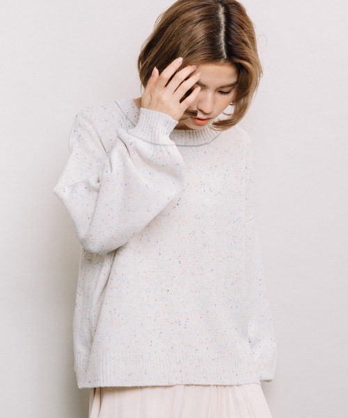 refinedworks（リファインドワークス）の「カラーネップクルーPO（ニット/セーター・レディース・ベージュ/ミント/グレー・FREE）」の5枚目の写真