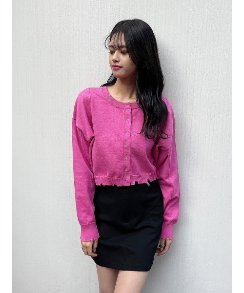 ENVYM(アンビー)の「ブロークンショートカーデTOPS(カーディガン/ボレロ・レディース・ピンク/ホワイト/ブラック・FREE)」の6枚目の写真