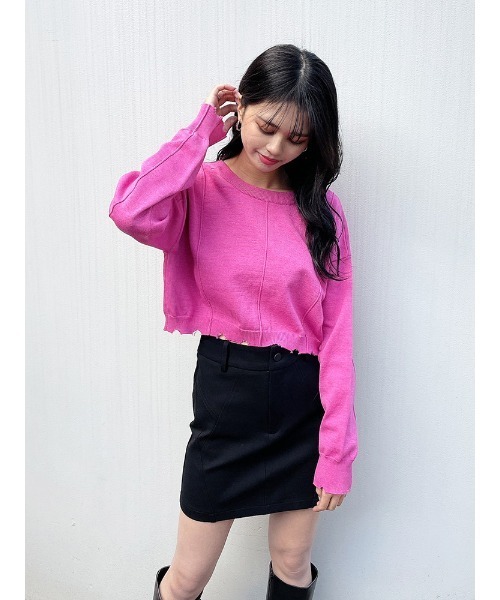 ENVYM(アンビー)の「ブロークンショートカーデTOPS(カーディガン/ボレロ・レディース・ピンク/ホワイト/ブラック・FREE)」の7枚目の写真